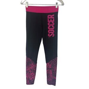 Justice Active Girls Leggings Soccer Black Pink Size 12